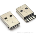 USB2.0-AM Male Plug Sink Plate Type Black Plastic 4P